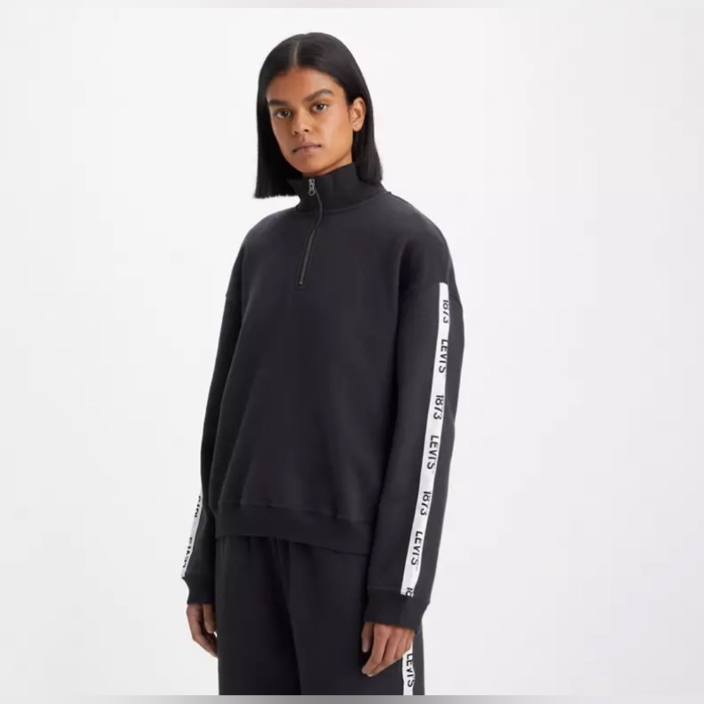 LEVI’S  GRAPHIC RUE 1/4 ZIP CREWNECK BLACK SWEATSHIRT SIZE XX-LARGE EUC